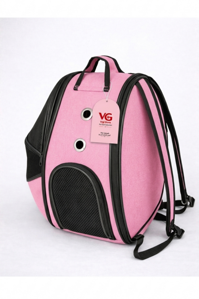 Vigi Store XL Fileli Astronot Kedi Taşıma Çantası | Premium Pet Sırt Çantası | Küçük Irk Köpek Taşıma Çantası Pembe