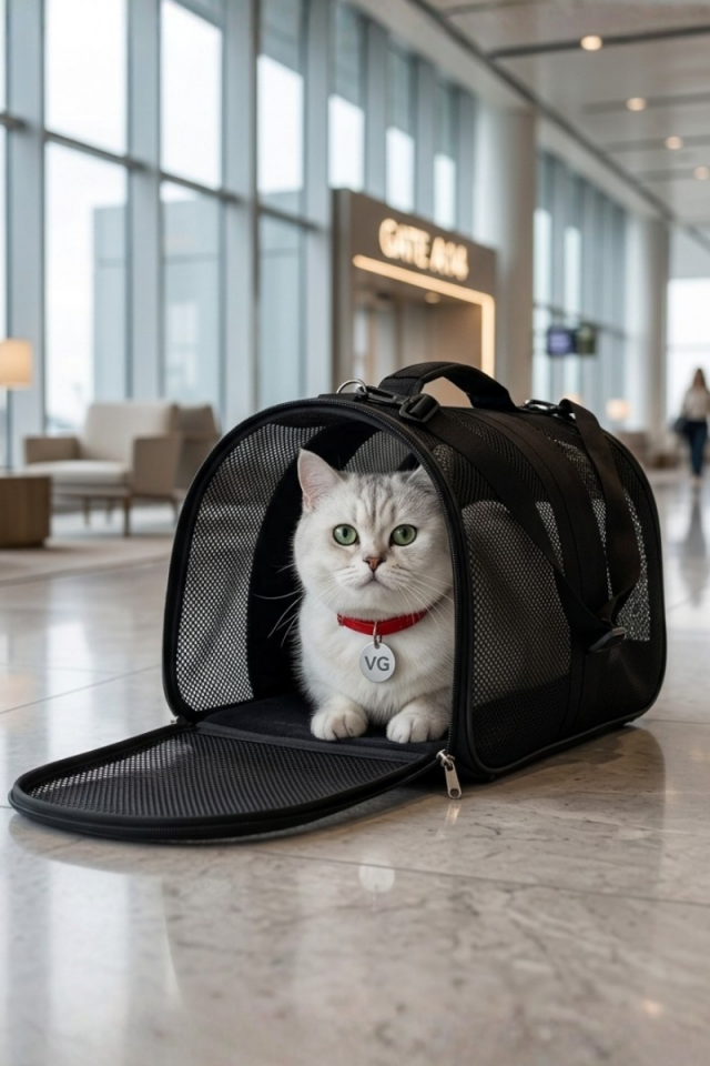 Uçuş Standartlarına Uygun Kedi Taşıma Çantası | Kabin Boy Pet Taşıma Çantası | Vigi Store Siyah