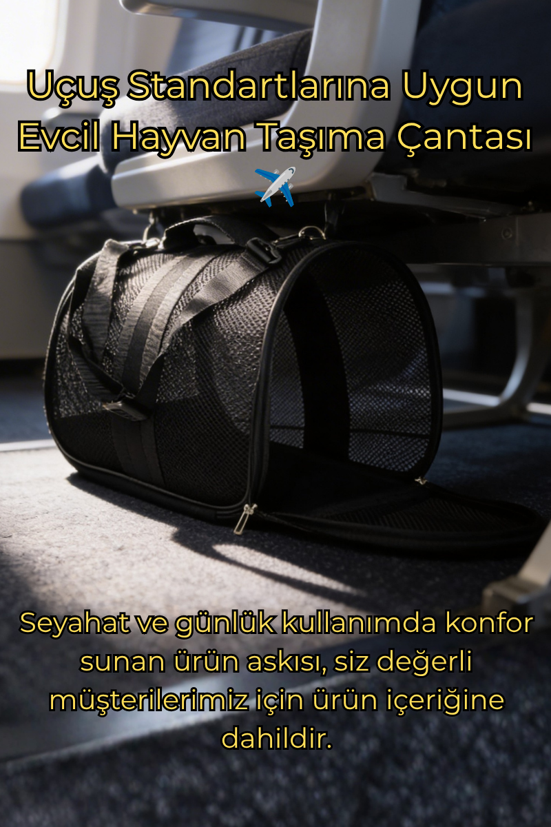 Uçuş Standartlarına Uygun Kedi Taşıma Çantası | Kabin Boy Pet Taşıma Çantası | Vigi Store Siyah