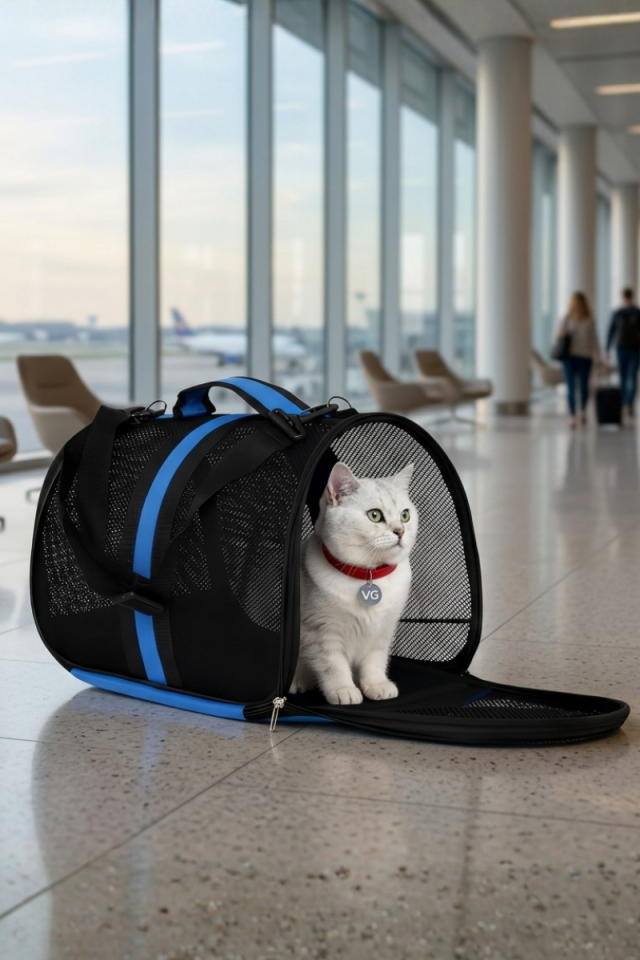 Uçuş Standartlarına Uygun Kedi Taşıma Çantası | Kabin Boy Pet Taşıma Çantası | Vigi Store Mavi