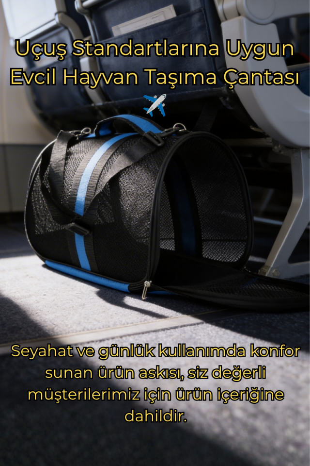 Uçuş Standartlarına Uygun Kedi Taşıma Çantası | Kabin Boy Pet Taşıma Çantası | Vigi Store Mavi