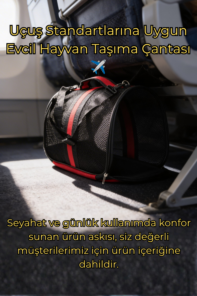 Uçuş Standartlarına Uygun Kedi Taşıma Çantası | Kabin Boy Pet Taşıma Çantası | Vigi Store Kırmızı