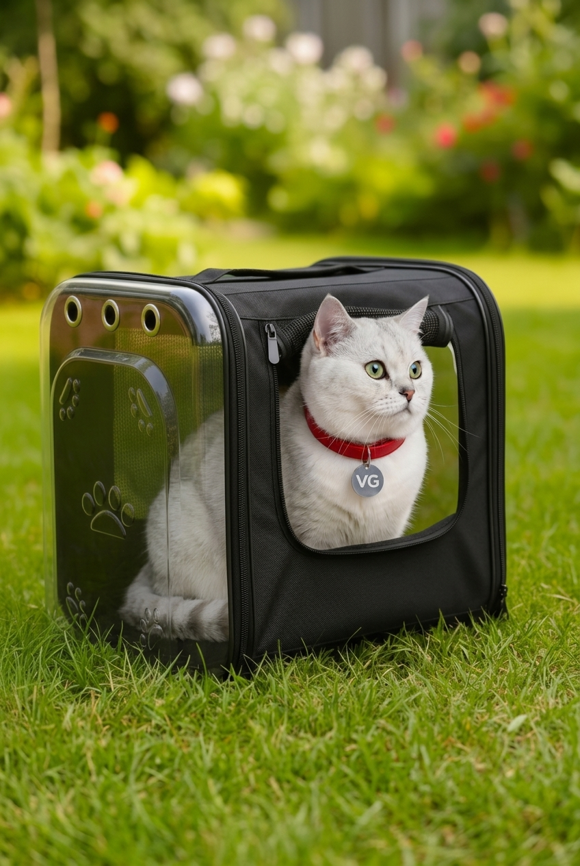 TV Tasarımlı Şeffaf Kedi Taşıma Çantası | Pet Sırt Çantası | Köpek Taşıma Çantası | Vigi Store Siyah