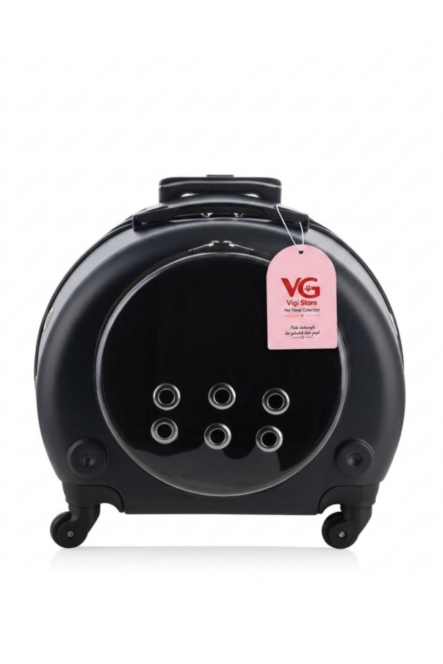 VG Premium Şeffaf Panoramik Kedi Taşıma Valizi XL – Çekçekli & Tekerlekli Pet Taşıma Çantası