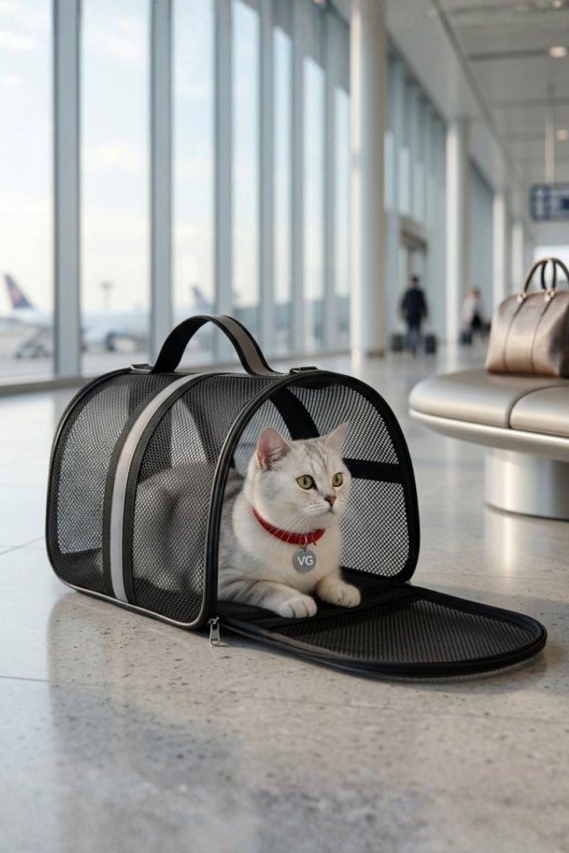 Uçuş Standartlarına Uygun Kedi Taşıma Çantası | Kabin Boy Pet Taşıma Çantası | Vigi Store Gri