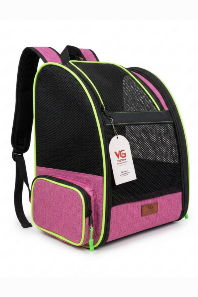 Vigi Store Premium Kedi ve Küçük Irk Köpek Taşıma Sırt Çantası -  Nefes Alabilir Fileli Pet Seyahat Çantası