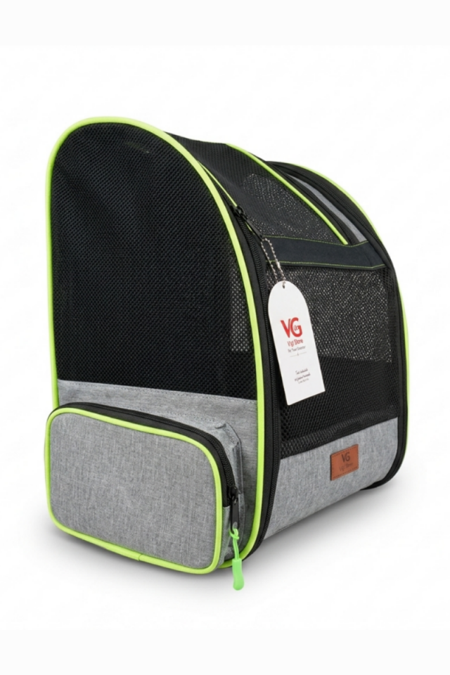 Vigi Store Premium Kedi ve Küçük Irk Köpek Taşıma Sırt Çantası -  Nefes Alabilir Fileli Pet Seyahat Çantası Gri