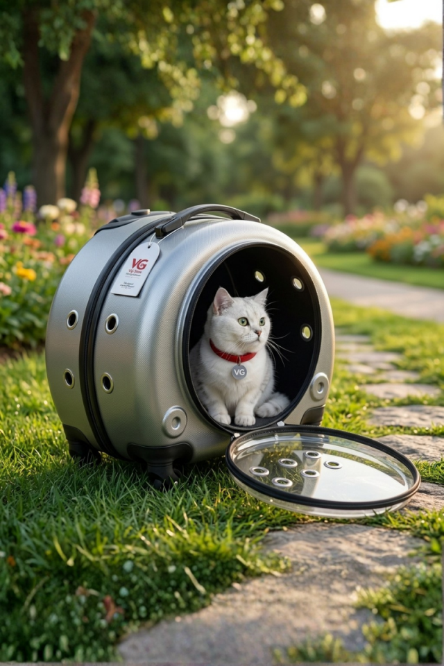 VG Premium Şeffaf Panoramik Kedi Taşıma Valizi XL – Çekçekli & Tekerlekli Pet Taşıma Çantası | Gri