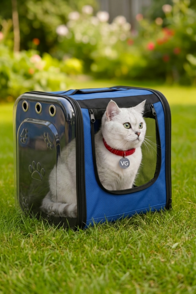 TV Tasarımlı Şeffaf Kedi Taşıma Çantası | Mavi | Pet Sırt Çantası | Köpek Taşıma Çantası | Vigi Store